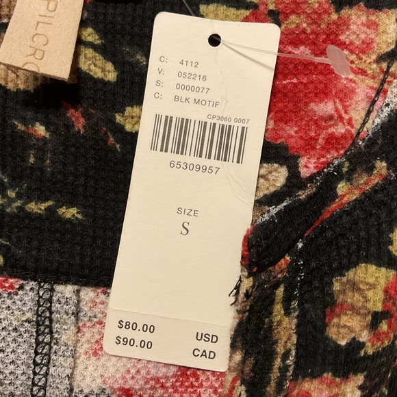 Pilcro Anth Split Neck Top Floral Print Long Sleeves - Picture 8 of 9